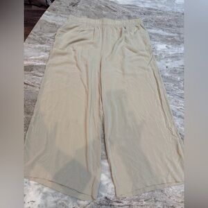 H&M Beige Pull-On Pants Women’s Large Elastic Waist Wide Leg Casual